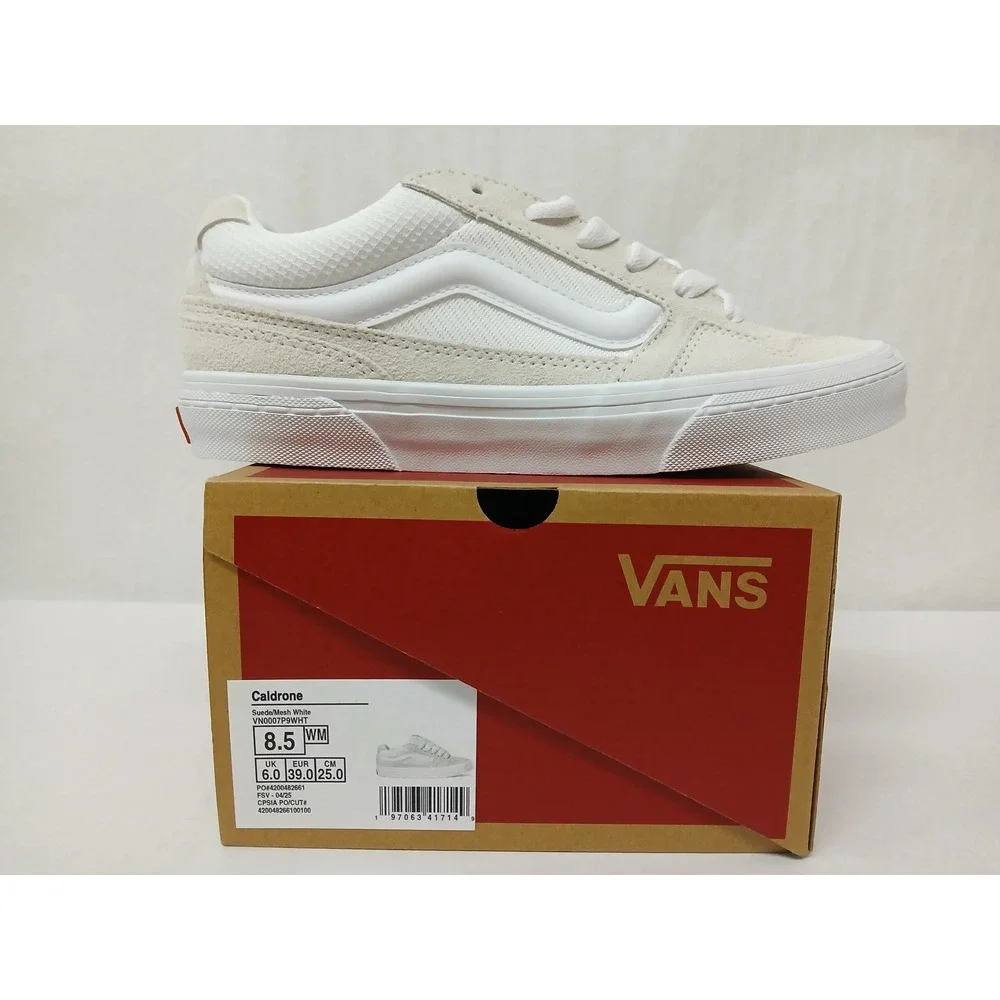 Vans Caldrone Suede Mesh White Casual Skate Shoes VN0007P9WHT Women's‎ 8.5